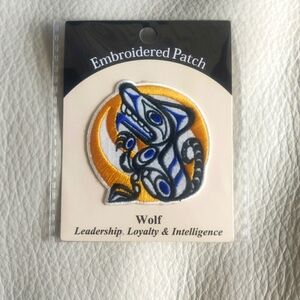 'Wolf' 2.5" Embroidered Patch Indigenous Design by Phillip Joe